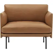 Muuto Outline stoel zwart onderstel Refine leather cognac-Black
