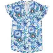 Garcia Ladies Shirt Ss Blue Wave Size: M | Blouses Outlet | Dames | Blauw