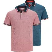 Jack & Jones Shirt 'JJEPaulos' donkerblauw / lichtrood / zwart / wit