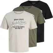 Jack & Jones Shirt 'JJEthan' lichtgrijs / olijfgroen / grenadine / zwart