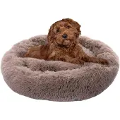 Paco Home Hondenbed Kattenbed Fluffy Hondenkussen Hondenbank Hondendeken Hondenmand Diameter 80 cm Beige