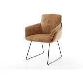 DELIFE Eetkamerstoel Luan-Flex met armleuning chenille Roest slipframe zwart
