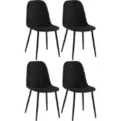 CLP Giverny Set van 4 eetkamerstoelen - zonder armleuning - zwart Stof