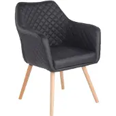 CLP Essstoel Gent, kunstleer met comfortabele bekleding in de zitting, rugleuning en armleuningen, zwart frame, natuurlijke kleur