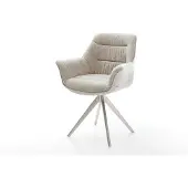 DELIFE Draaistoel Kaira-Flex geweven stof beige kruisframe hoekig roestvrij staal 180° draaibaar