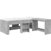 vidaXL Kinderhoogslaper met bureau Betongrijs 75 x 190 cm Bewerkt hout