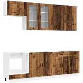 vidaXL Keukenblok PORTO 8 st Oud hout Bewerkt hout