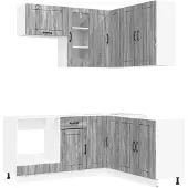 vidaXL Keukenblok LUCCA 8 st Grijs Sonoma Bewerkt hout