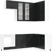 vidaXL Keukenblok PORTO 8 pcs Zwart Bewerkt hout