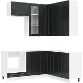 vidaXL Keukenblok PORTO 8 pcs Zwart Bewerkt hout