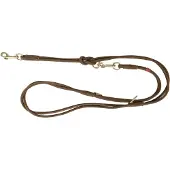 Trixie hondenriem pure verstelbaar rond gestikt leer bruin - 200x1 cm