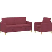 vidaXL Sofa Set Met Opslag 2 st Wijnrood Polyester