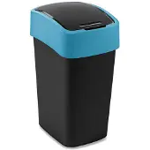 Curver Flip Bin - Prullenbak - 25L - Dubbelopenend - Zwart/Bijzonder Blauw