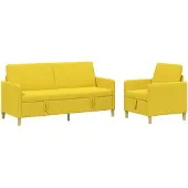 vidaXL Sofa Set Met Opslag 2 st Licht Geel Polyester