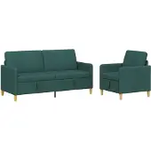 vidaXL Sofa Set Met Opslag 2 st Donkergroen Polyester