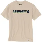 Carhartt T-Shirt Men Irvine Relaxed Layered Logo Oat Milk-S