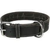 Trixie rustic vetleer halsband hond heartbeat zwart - 34-40x3 cm