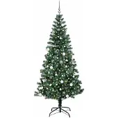 vidaXL Kunststof Voorverlichte Kerstboom Groen 210 cm PVC en Metalen