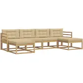 vidaXL Buiten bank set 6 st Wit en Beige