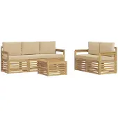 vidaXL Buiten bank set 6 st Wit en Beige Polyester