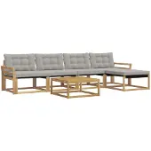 vidaXL Buiten bank set 6 st Wit en Lichtgrijs
