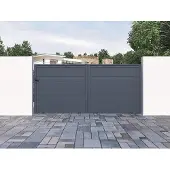 Vente-unique Gemotoriseerde schuifpoort in aluminium NAZARIO antraciet - L350x158cm
