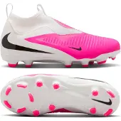Nike Phantom 6 High Academy Gras / Kunstgras Voetbalschoenen (MG) Kids Wit Felroze Zwart