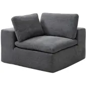 Vente-unique CORTOLINE hoekfauteuil links, gecomprimeerd, in antracietgrijze stof
