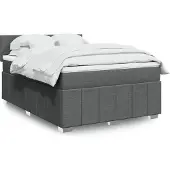 vidaXL Boxspring met matras stof donkergrijs 160x200 cm