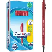 Paper Mate Flexgrip Ultra-balpen met drukknop | Medium punt (1,0 mm) | Rood | 12 stuks