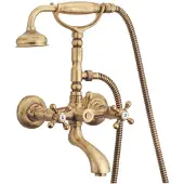Pb klassieke kraan opbouw badkraanset met sterknoppen Brons inclusief handdouche 1208855162
