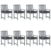 vidaXL Tuinstoelen 8 st met kussens massief acaciahout grijs