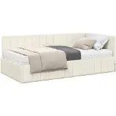 vidaXL Hoekbedframe met Matras met hoofdeinde 2 st Crème Fluweel