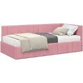 vidaXL Hoekbedframe met Matras 2 st Roze 100 x 200 cm Fluweel