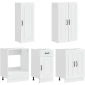 vidaXL Keukenelement KALMAR, 5 stuks, hoogglanzend wit, houtvezel