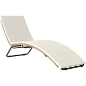 Outsunny Single Rattan Lounger (Non-Simple)-Staal, PE-rattan-175L x 57B x 80H cm-Crèmewit