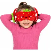 Puckator Reis set - Aardbei knuffel / reiskussen / slaapmasker - voor kinderen - in vliegtuig of auto