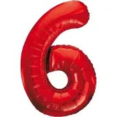Unique Wefiesta - Folieballon Cijfer 6 Rood - 86 cm