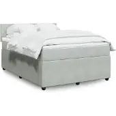 vidaXL Boxspring met matras fluweel lichtgrijs 140x200 cm