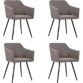 vidaXL Eetkamerstoelen 4 st draaibaar stof taupe