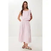 Happiness İstanbul Katoenen Mouwloze Blouse en Wijde Rok Set