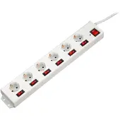 Hama Stekkerdoos "6+1", XL, 6-voudig, afzonderlijk schakelbaar, wit