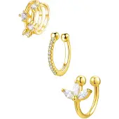 Hey Happiness Oorbellen 'Cuff Trio' goud