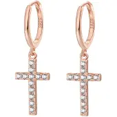 Hey Happiness Oorbellen 'Kreuz' rose-goud