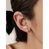 Hey Happiness Sunburst Stud Oorbellen Dames 925 Zilver 18K Verguld - Met Zirkonia Zonvorm - Roségoud