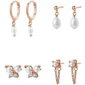 Hey Happiness Oorbellen 'Pearl Quartet' rose-goud