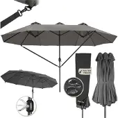 TecTake - Dubbele parasol Silia - Terrasparasol - XXL-parasol - grijs - 404256