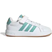 Adidas Sportswear Grand Court 3.0 imitatieleren sneakers - wit/aqua Jongens/Meisjes Imitatieleer - maat 28