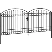 vidaXL Hekpoort met slot Grijs 301 x 224.5 cm Staal