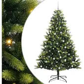 vidaXL Kunstmatige Scharnierende Kerstboom 300 LEDs Groen 240 cm